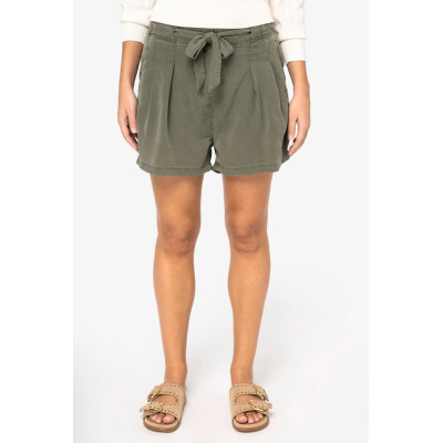 Calção eco-responsável com aspecto lavado em liocel de senhora